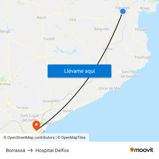 Borrassà to Hospital Delfos map