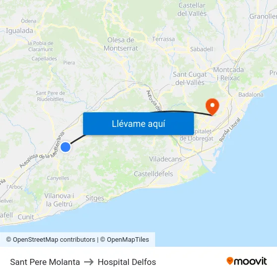 Sant Pere Molanta to Hospital Delfos map