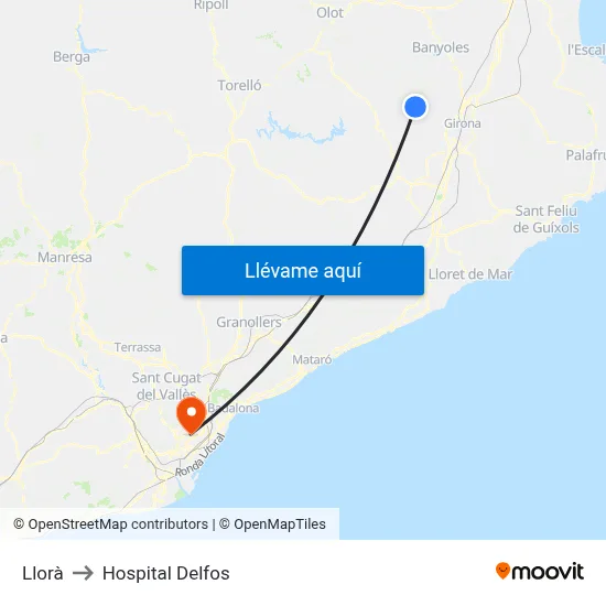 Llorà to Hospital Delfos map