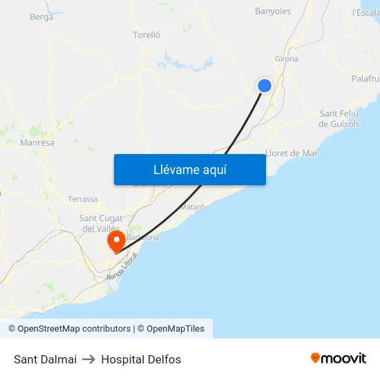 Sant Dalmai to Hospital Delfos map