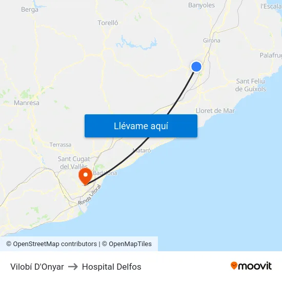 Vilobí D'Onyar to Hospital Delfos map