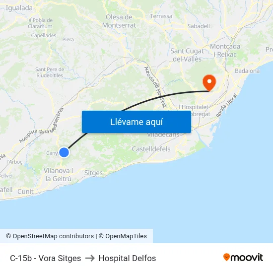 C-15b - Vora Sitges to Hospital Delfos map
