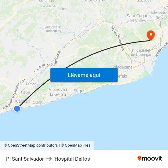 Pl Sant Salvador to Hospital Delfos map