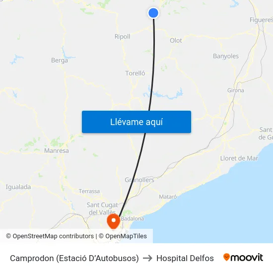 Camprodon  (Estació D’Autobusos) to Hospital Delfos map
