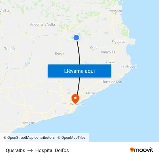Queralbs to Hospital Delfos map