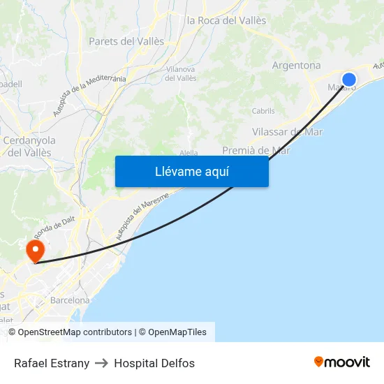 Rafael Estrany to Hospital Delfos map