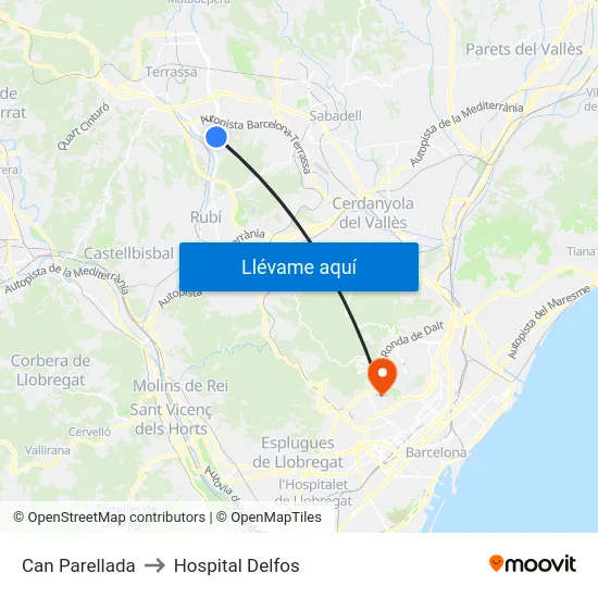 Can Parellada to Hospital Delfos map