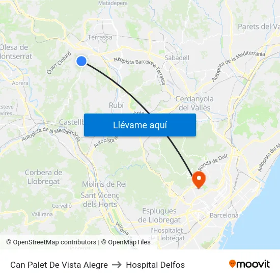 Can Palet De Vista Alegre to Hospital Delfos map