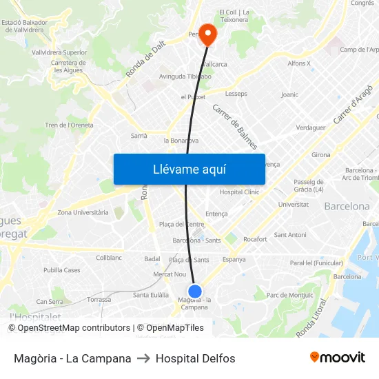 Magòria - La Campana to Hospital Delfos map