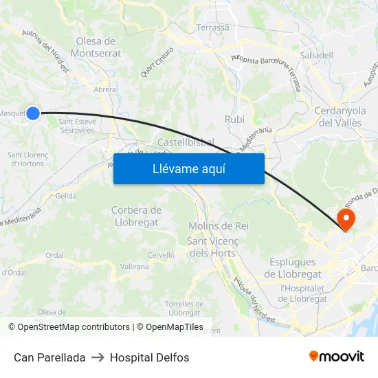 Can Parellada to Hospital Delfos map
