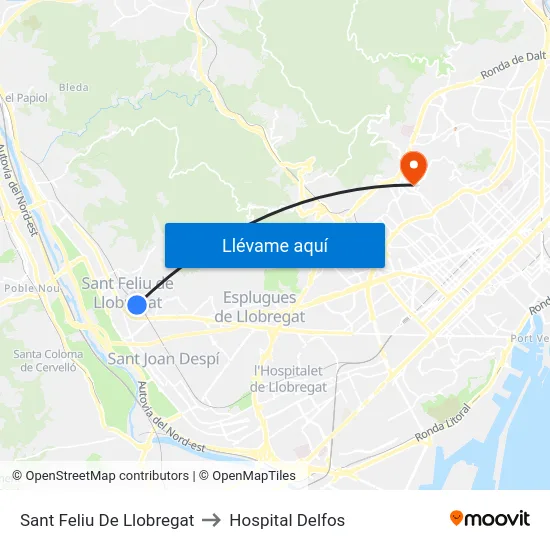 Sant Feliu De Llobregat to Hospital Delfos map