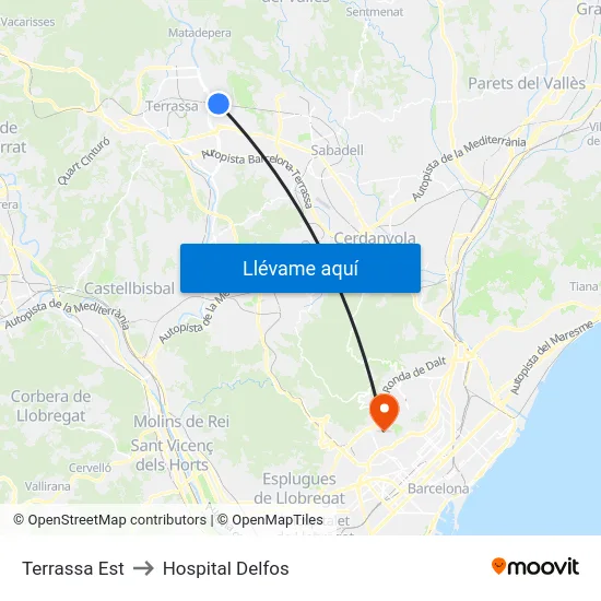 Terrassa Est to Hospital Delfos map