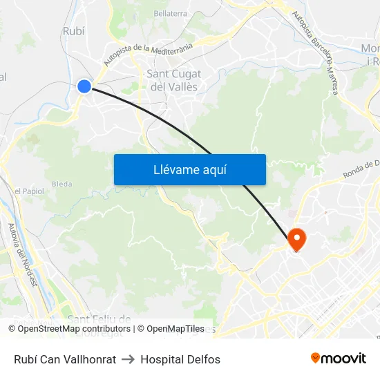 Rubí Can Vallhonrat to Hospital Delfos map