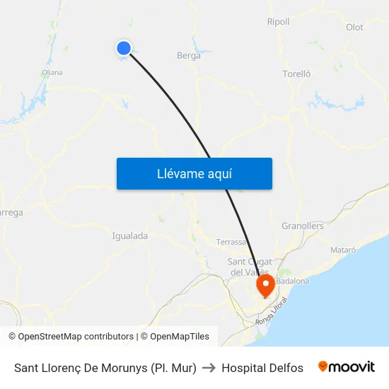 Sant Llorenç De Morunys (Pl. Mur) to Hospital Delfos map