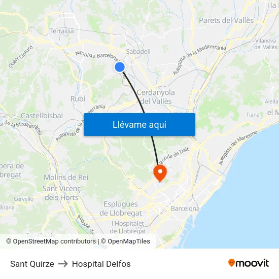 Sant Quirze to Hospital Delfos map