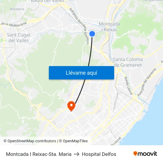 Montcada I Reixac-Sta. Maria to Hospital Delfos map