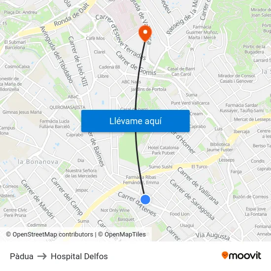 Pàdua to Hospital Delfos map