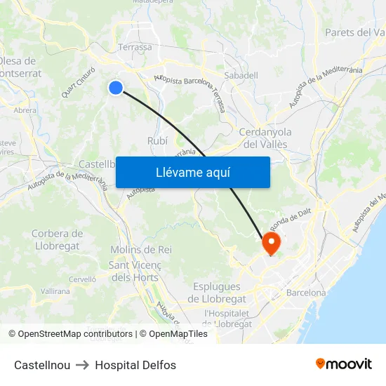 Castellnou to Hospital Delfos map