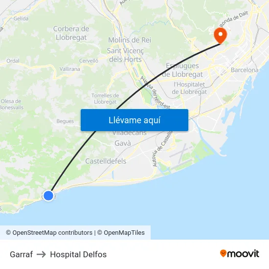 Garraf to Hospital Delfos map
