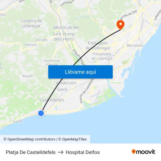 Platja De Castelldefels to Hospital Delfos map