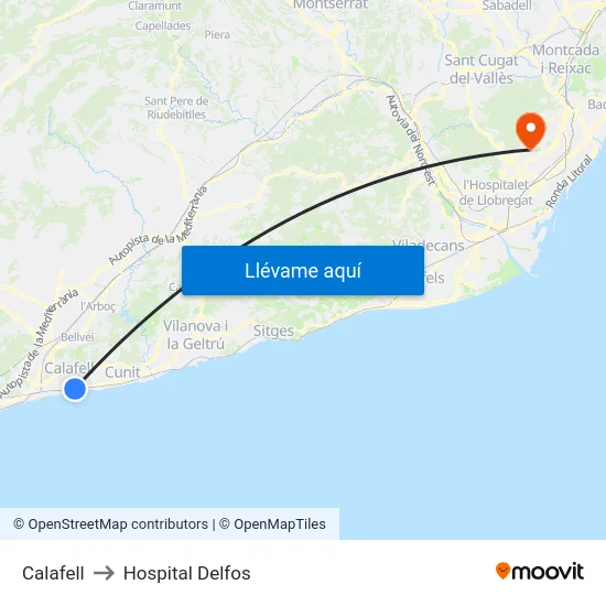 Calafell to Hospital Delfos map