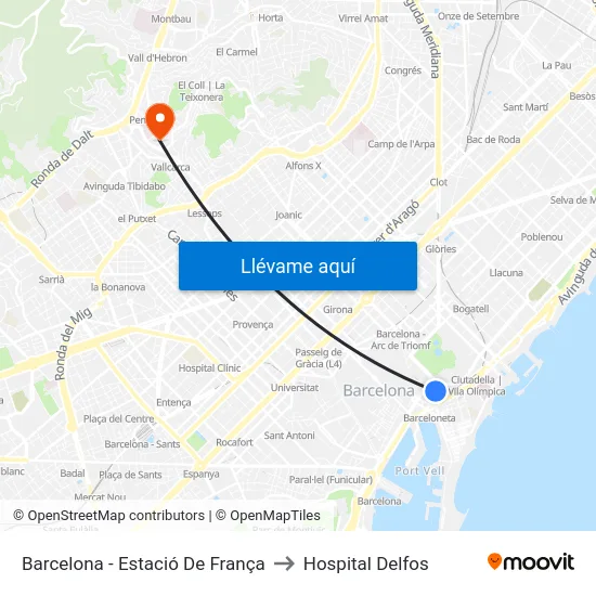 Barcelona - Estació De França to Hospital Delfos map