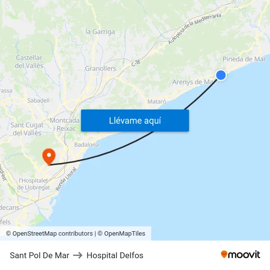 Sant Pol De Mar to Hospital Delfos map
