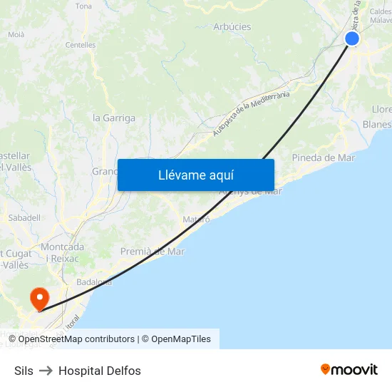 Sils to Hospital Delfos map