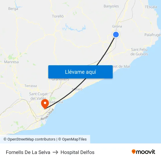 Fornells De La Selva to Hospital Delfos map