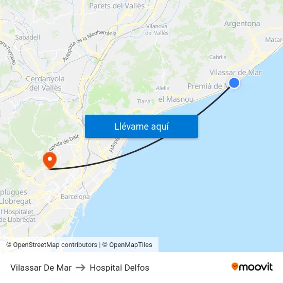 Vilassar De Mar to Hospital Delfos map