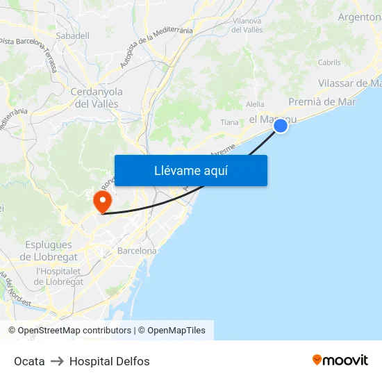 Ocata to Hospital Delfos map