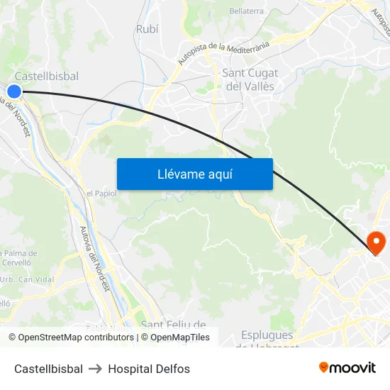Castellbisbal to Hospital Delfos map