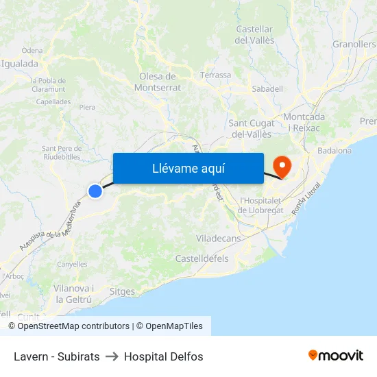 Lavern - Subirats to Hospital Delfos map