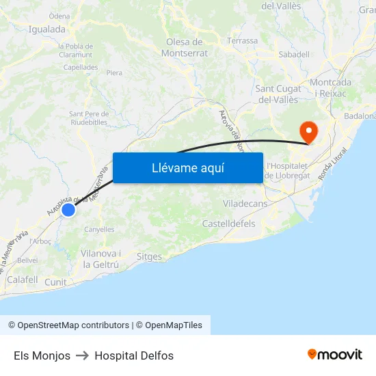 Els Monjos to Hospital Delfos map
