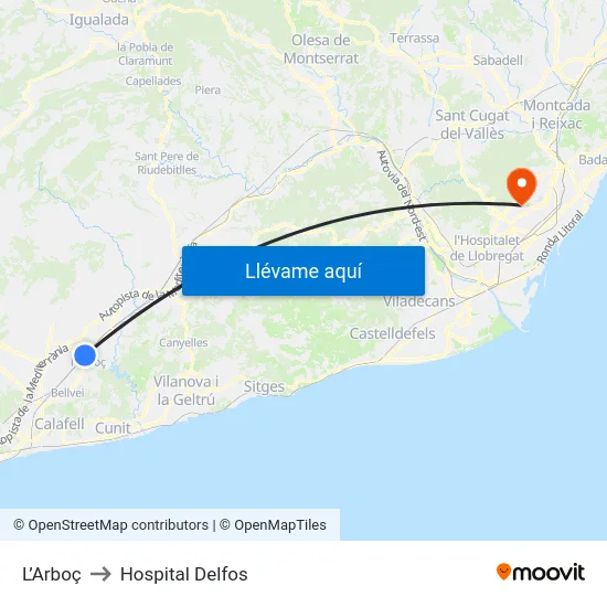 L’Arboç to Hospital Delfos map