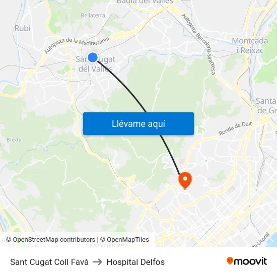 Sant Cugat Coll Favà to Hospital Delfos map