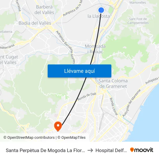 Santa Perpètua De Mogoda La Florida to Hospital Delfos map