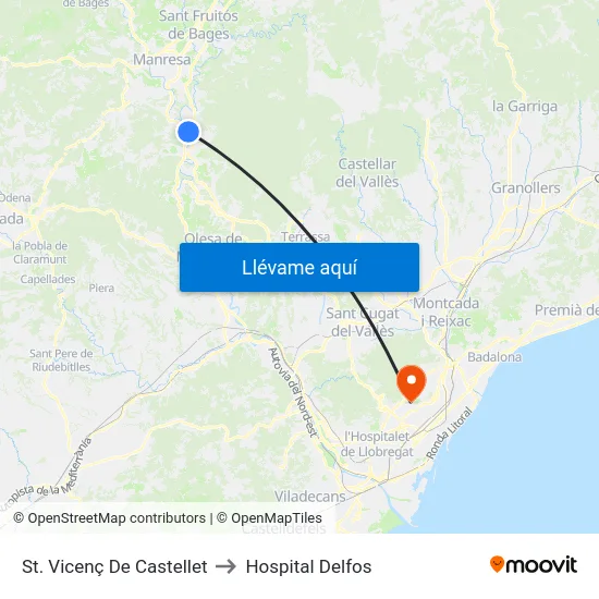 St. Vicenç De Castellet to Hospital Delfos map