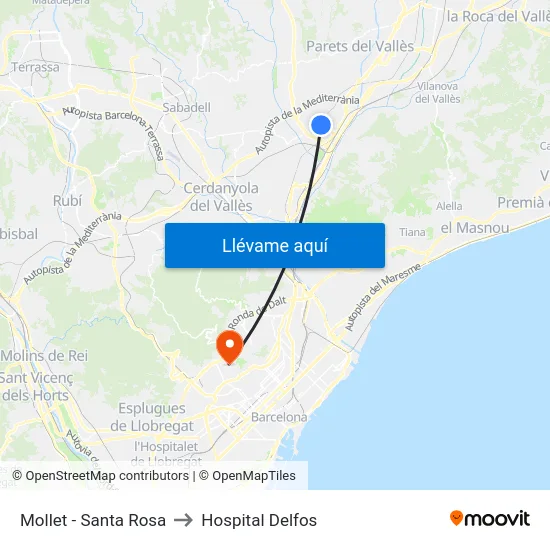 Mollet - Santa Rosa to Hospital Delfos map