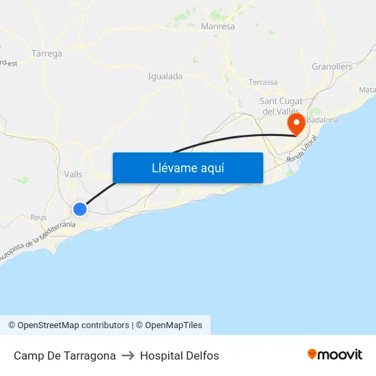 Camp De Tarragona to Hospital Delfos map