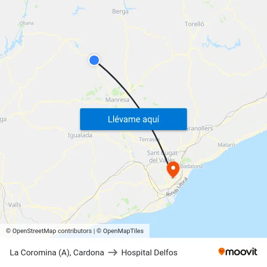 La Coromina (A), Cardona to Hospital Delfos map
