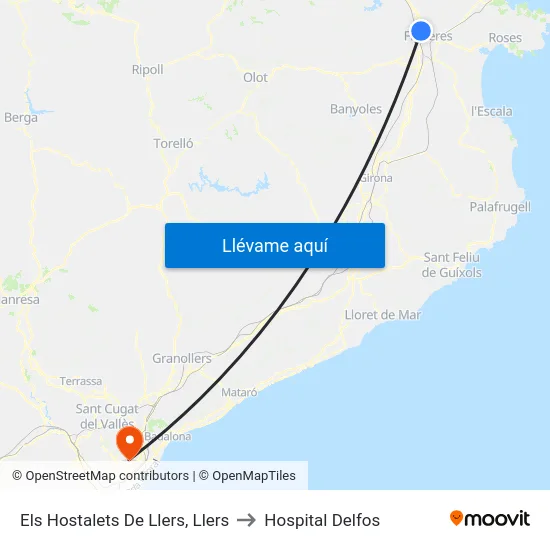 Els Hostalets De Llers, Llers to Hospital Delfos map