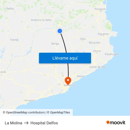 La Molina to Hospital Delfos map