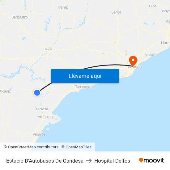 Estació D'Autobusos De Gandesa to Hospital Delfos map