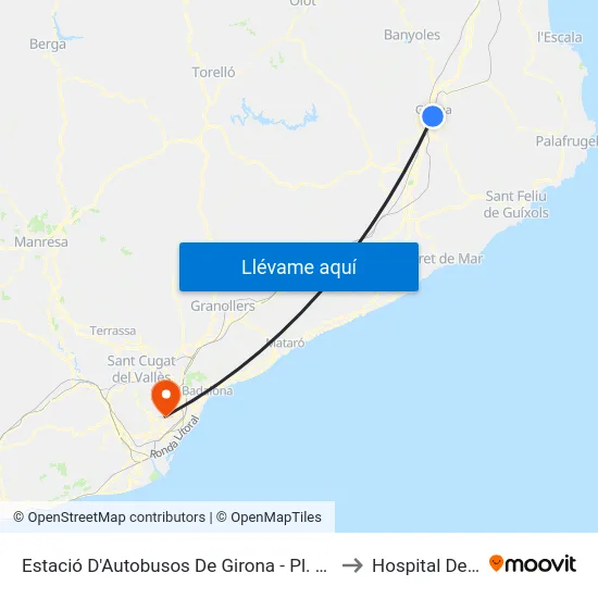 Estació D'Autobusos De Girona - Pl. Espanya to Hospital Delfos map