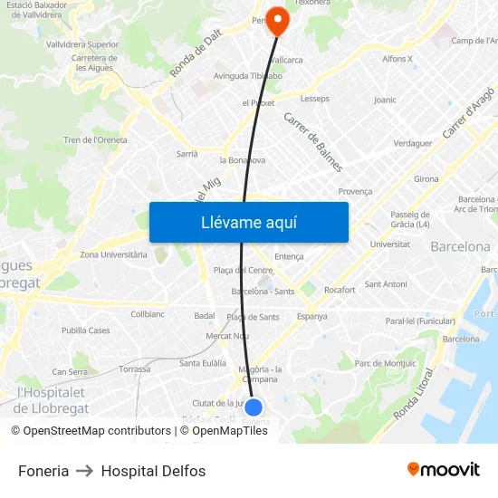 Foneria to Hospital Delfos map