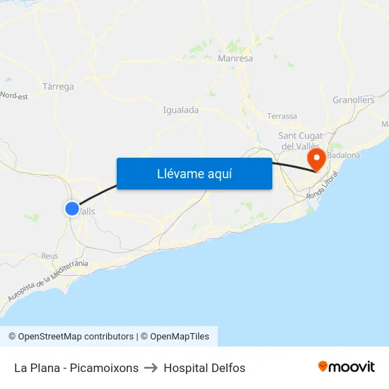 La Plana - Picamoixons to Hospital Delfos map