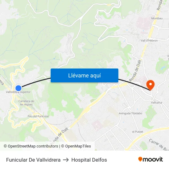 Funicular De Vallvidrera to Hospital Delfos map