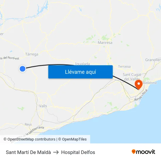Sant Martí De Maldà to Hospital Delfos map