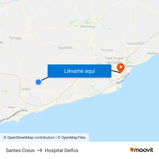 Santes Creus to Hospital Delfos map